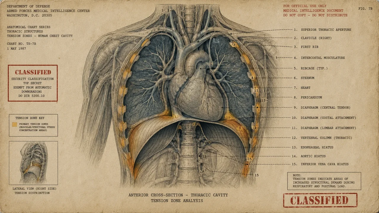 Scientific illustration for Chest Tightness Anxiety: Why Your Chest Feels Heavy and It Is Not Your Heart