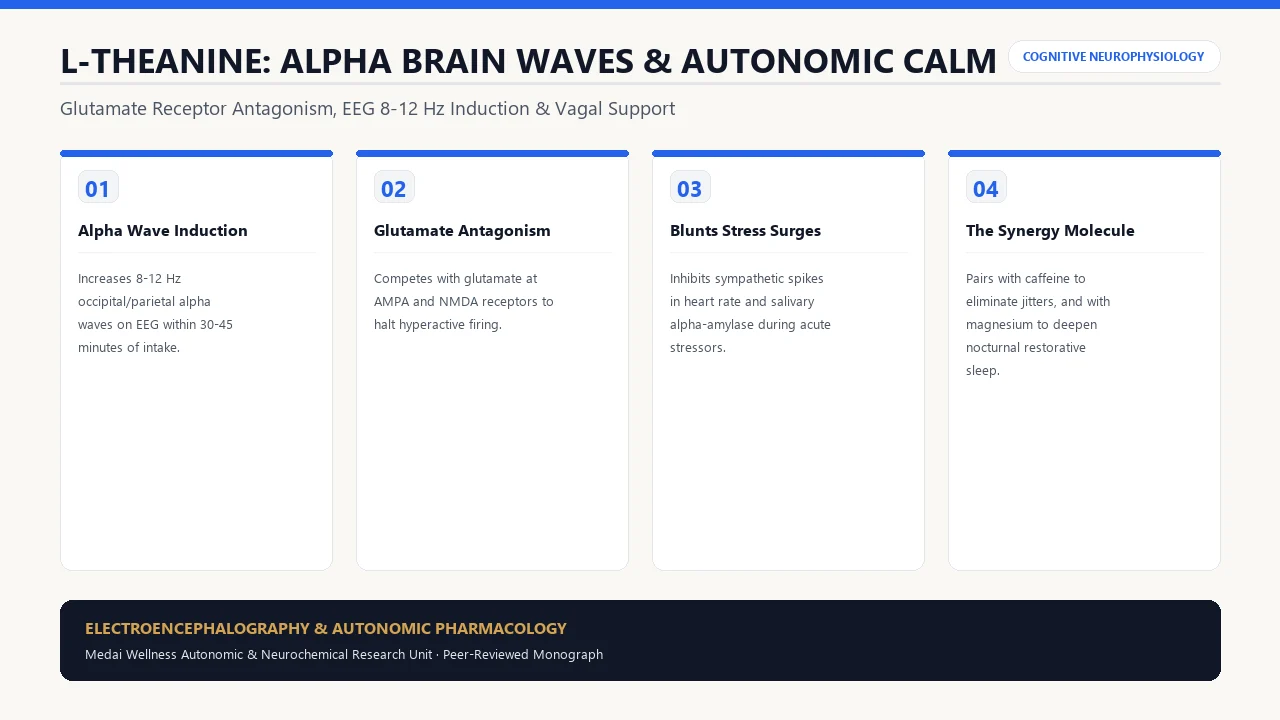 Scientific diagram of L-Theanine and the Nervous System: Alpha Waves Without Sedation