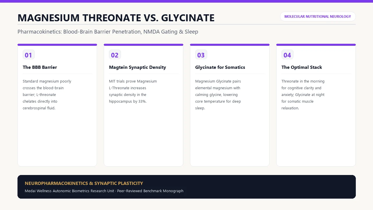 Scientific diagram of Magnesium L-Threonate vs Glycinate: Blood-Brain Barrier & Anxiety