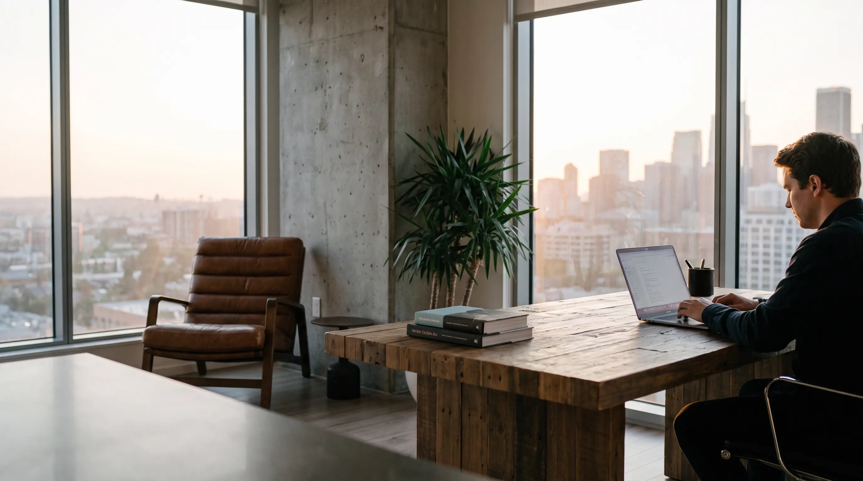 Professional at a desk taking a nervous system reset break with breathing exercise during the workday