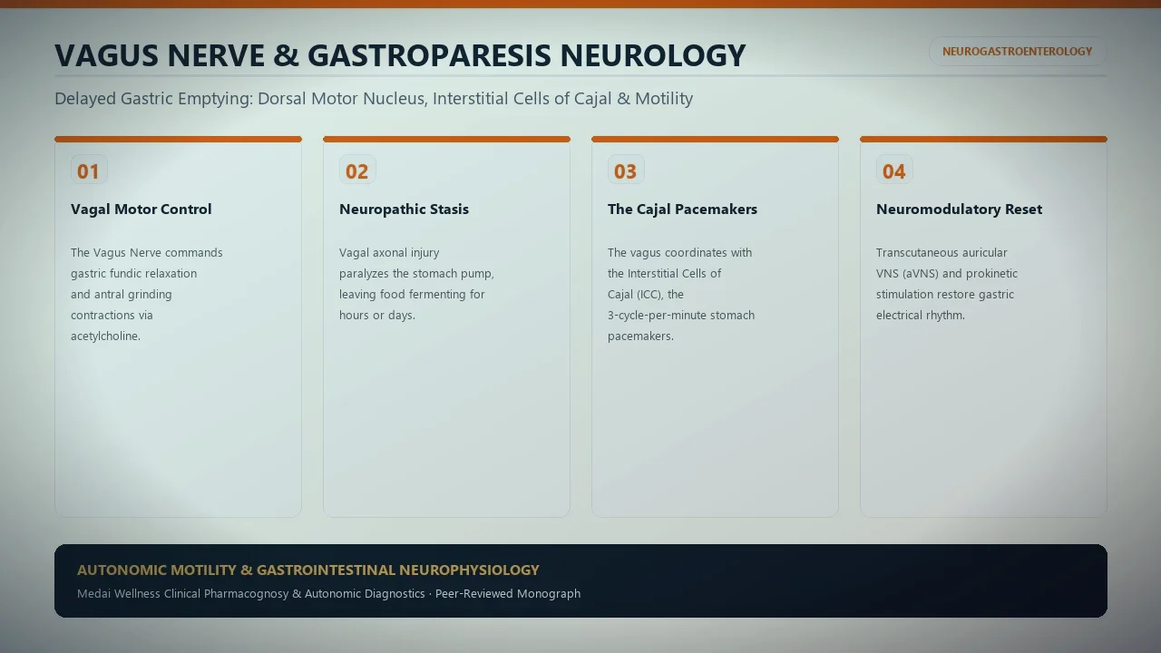 Medical illustration showing Roemheld gastrocardiac syndrome: anatomical elevation of the stomach fundus against the diaphragm compressing the vagus nerve and cardiac apex