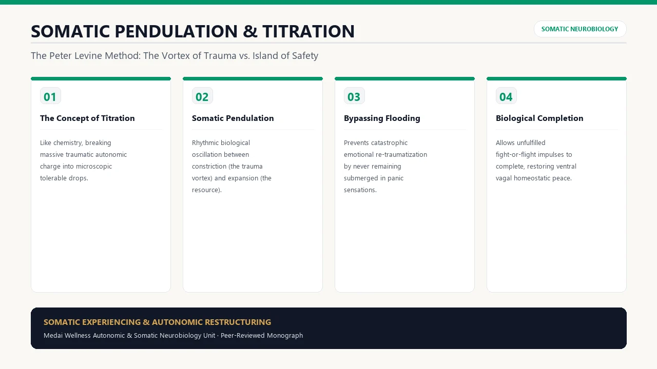 Scientific diagram of Somatic Pendulation & Titration: Rewiring Chronic Trauma & Panic